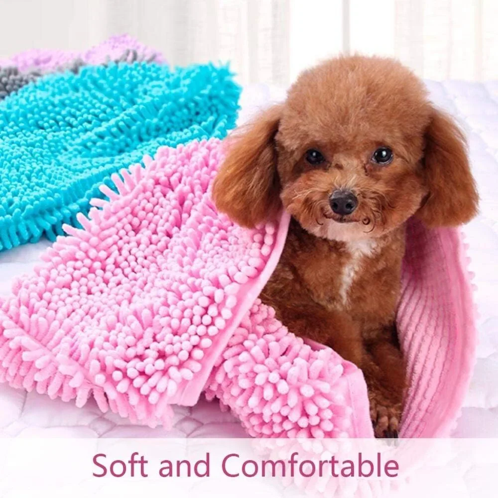 Quick-Drying Chenille Pet Cleaning Towel Eco-Friendly Foldable Dog Bath Glove